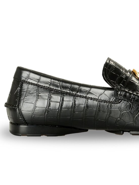 Versace Men\'s Black Leather Croc Print Medusa Driver Loafers Shoes US 5 IT 38 main image 9